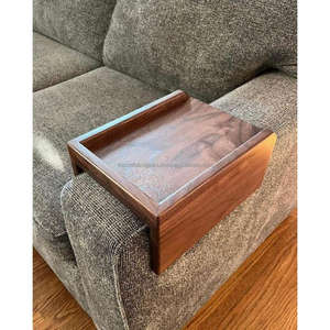 Bandejas de brazo de sofá de tendencia Bandejas de madera portátiles fáciles Vidrio Té Café Teléfono Notebook Pantalla de ordenador portátil Bandejas de sofá para sala de estar - Product Image 5