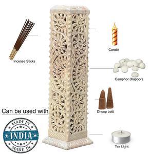 Porte-encens en marbre, brûleur à bâtonnets complexe, brûleur d'encens en pierre savonneuse fait main, attrape-encens décoratif et décoration intérieure - Product Image 6