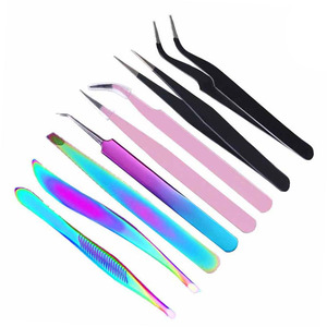 Pince à épiler courbée pour ongles et cils, outil de nail art noir, personnalisable, pour la création de designs DIY, modèle 2026 - Product Image 1