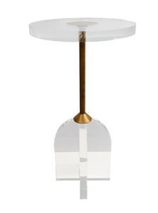 Clear Acrylic <b>Side</b> <b>Table</b> <b>Gold</b> Metal Pedestal End <b>Table</b> Modern Living Room Accent Coffee <b>Table</b> - Product Image 2
