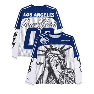 Cublimation Mesh Long Sleeve Jersey Streetwear Graphic Oversized Unisex Sports Shirt Wholesale - Product Image 2