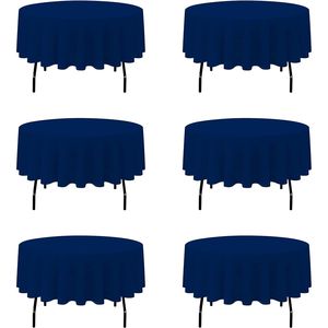 Set di 6 Tovaglie Blu Navy da 70 Pollici per Tavoli da 30-54 Pollici, con Pendenza di 8,20 Pollici, in Tessuto Misto Lino e Poliestere Lavabile - Product Image 1
