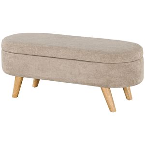 Banco Otomano Moderno de 43.3 Pulgadas para Entrada, Tapizado en Beige, con Patas de Madera, para el Lado de la Cama - Product Image 1