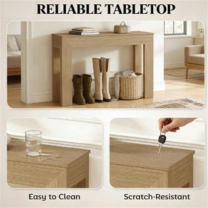 Consolle in Legno Naturale con Funzione di Scrivania e Spazio Contenitore, Ideale per Ingresso o Sala d'Attesa - Product Image 2