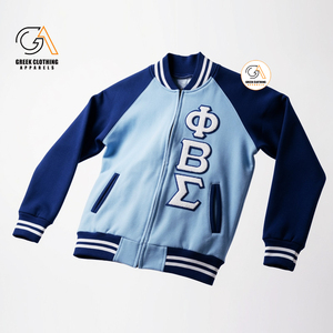 Ropa Griega, Chaqueta Universitaria de Satén con Letras, Phi Beta Sigma |   Camiseta casual para hombre, negra, azul real, con letras griegas bordadas, corte regular - Product Image 2
