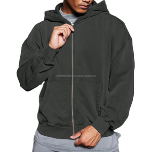 Sweat à capuche zippé pour hommes de haute qualité surdimensionné recadrée à double fermeture éclair à capuche vintage lavage à l'acide y2k sweat à capuche zippé - Product Image 1