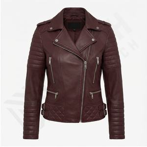 Chaqueta de cuero para mujer, chaqueta de cuero genuino para motociclista para mujer, chaqueta de cuero personalizada para mujer - Product Image 2