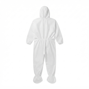 Combinaison de travail unisexe en polyester blanc avec capuche, anti-poussière, protection intégrale du corps - Product Image 5