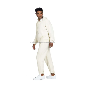 Nouvel ensemble de survêtement pour homme en molleton français, délavé à l'acide, respirant, zippé, 2 pièces, jogging empilé, sweat-shirt à capuche, poids lourd - Product Image 4