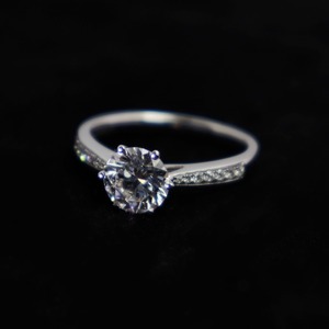 Premium Quality Moissanite Engagement <b>Ring</b> for Women with White <b>Gold</b> Finish and Sparkling Design Available For Sale - Product Image 6