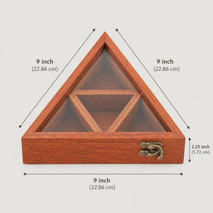 Boîte à épices triangulaire en bois artisanale avec couvercle en verre, organisateur de rangement pour épices de cuisine rustique, récipient à épices en bois décoratif - Product Image 2