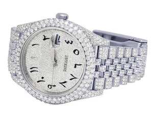 Montre de luxe BOJ R.O.L.E.X.08 pour homme, chiffres arabes, moissanite VVS, quartz blanc, acier, style hip-hop, 41 mm, mouvement japonais, fermoir caché - Product Image 4