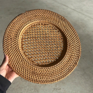 Assiette de présentation flexible en rotin rustique de 33 pouces, du Vietnam, pour service de pique-nique en extérieur et mariages dans les jardins 99 Gold Data - Product Image 6