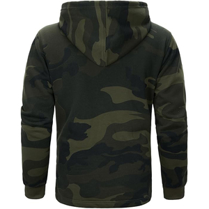 Sudadera con Capucha Camuflada para Hombre, Mezcla de Algodón y Poliéster, Diseño de Paneles Geométricos, Capucha con Cordón, Bolsillo Canguro, Estilo Distintivo - Product Image 2