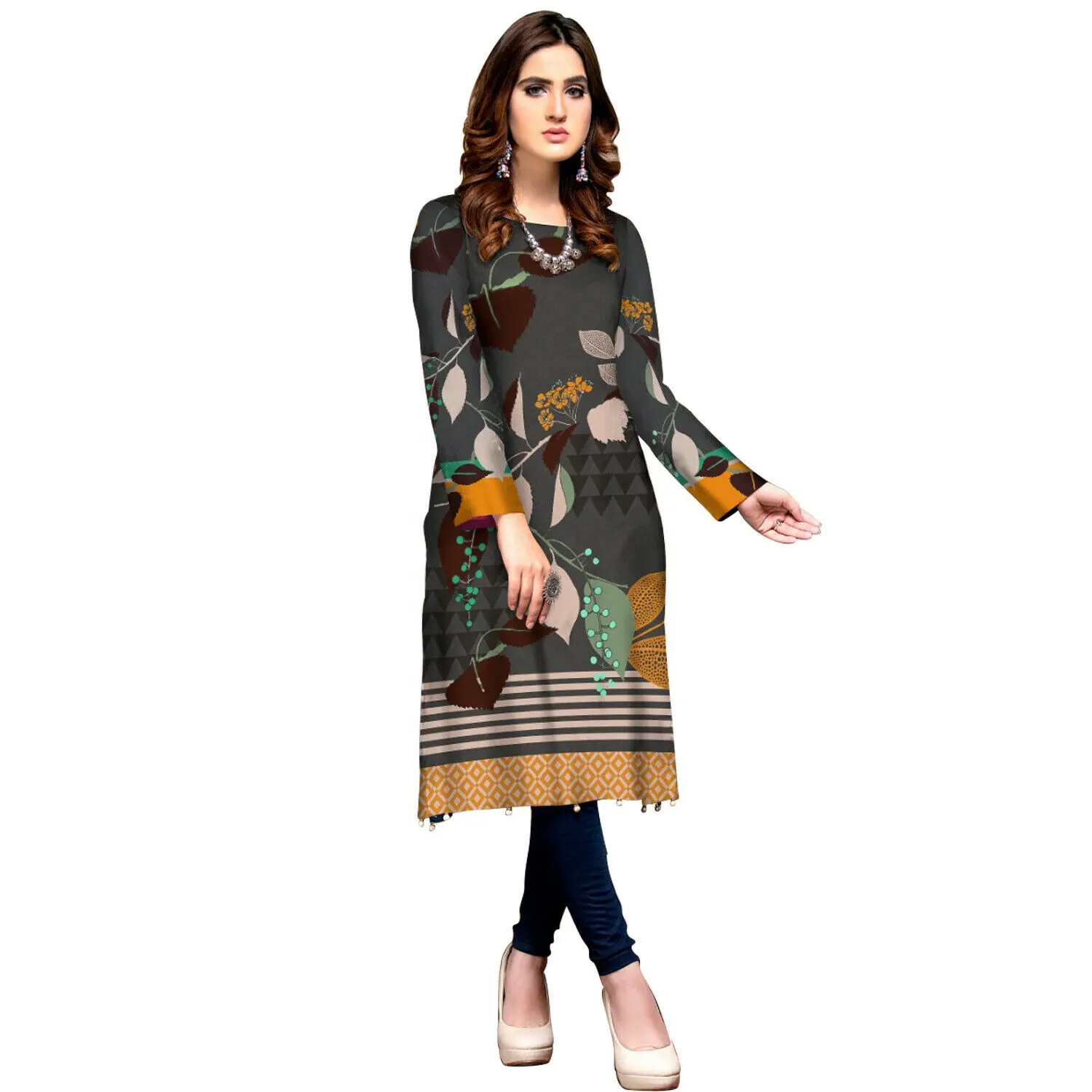 Plus Size Women Indian Kurti Pakistani Kurta Cotton Dress Digital Print Tunic