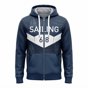 เสื้อฮู้ดดี้กีฬาแพเดิลสำหรับผู้ชาย สีฟ้าอมเขียว พิมพ์ลายแบบซับลิเมชั่น ซิปด้านหน้า โลโก้ 20 ตัว ทรงปกติ แห้งเร็ว ผ้าถัก - Product Image 3