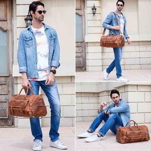 Sac de voyage et de sport unisexe ROYAL en cuir véritable de qualité supérieure, écologique, robuste, grand format, avec fermeture éclair, à prix abordable - Product Image 5