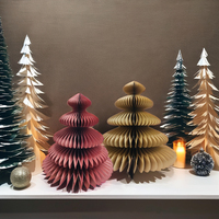Grand arbre en papier nid d'abeille avec design Art Déco pour la décoration de Noël à la maison, hauteur 24 pouces