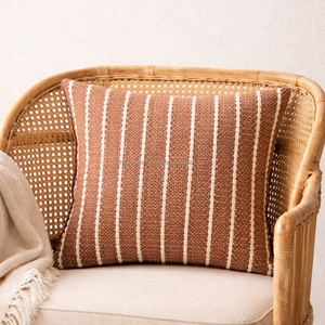Housse de coussin lombaire en terre cuite tissée à la main, 30 × 50 cm, coussin décoratif rayé pour canapé, coussin d'appoint, décoration moderne - Product Image 1