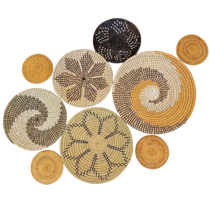 Cesta de pared redonda clásica hecha a mano, decoración de mimbre, jacinto de agua, ratán y bambú, en stock, para sala de estar estilo rústico. - Product Image 5