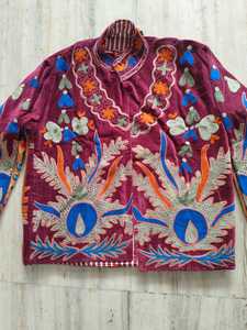 Veste ethnique en velours brodée Suzani pour femme, faite à la main, motif floral, style bohème, manteau d'hiver, vêtement d'extérieur brodé à la main par un artisan indien, fournisseur - Product Image 4
