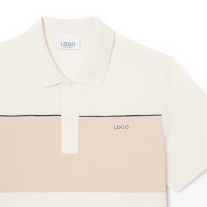 เสื้อโปโลผู้ชายทรงคลาสสิก ผ้าฝ้ายถักปิเก้ 100%  ตกแต่งแถบสีตัดกันที่ข้างเสื้อ  ปลายแขนเสื้อแบบริบ  ปักลายได้ตามต้องการ แขนสั้น - Product Image 5