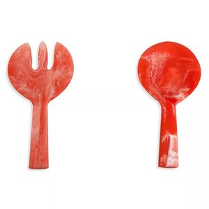 Unique Resin Spoon Set Hand-Painted Red Eco-Friendly <b>Salad</b> <b>Tools</b> for Home Kitchen Elegant Serving Collecting New Arrival - Product Image 4