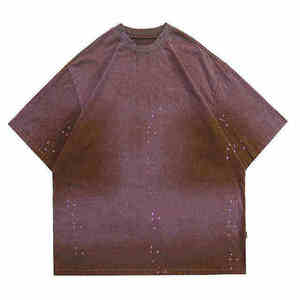 Camiseta de Hombre con Efecto Degradado Vintage, Estilo Urbano, de Algodón, Multicolor, Oversize, con Hombros Caídos - Product Image 3