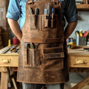 Leather Cooking <b>Apron</b> <b>Kitchen</b> BBQ Grill OEM ODM Wholesale Bulk Orders Thick Leather <b>Apron</b> for Professional LPN-0229 - Product Image 1