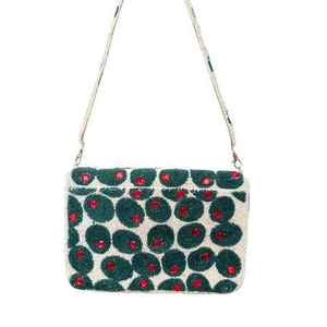 Sac à main artisanal indien de luxe décontracté, fait main, durable, avec poignée en perles de verre multicolores et forme baguette - Product Image 1