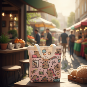 Borsa Tote in Tela Capibara 32x36cm, Borsa Riutilizzabile da Donna con Stampa di Animali Carini - Product Image 2