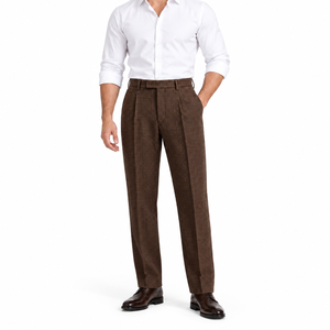 Pantalon habillé décontracté pour homme de qualité supérieure, anti-plis, sur mesure, respirant, taille mi-haute, fermeture éclair, 100 % coton - Product Image 1
