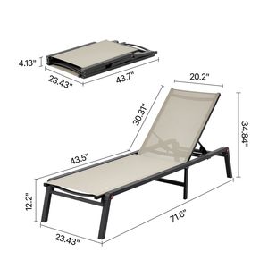 Set di 2 Sdraio Pieghevoli da Esterno per Prendere il Sole, Capacità di Carico 400 Libbre, 5 Posizioni Regolabili, Facile Montaggio, per Spiaggia - Product Image 3