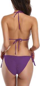 Ensemble de bikini jaune pour femmes, couleur unie, sexy, maillot de bain de plage, été, tricoté, spandex, polyester - Product Image 4
