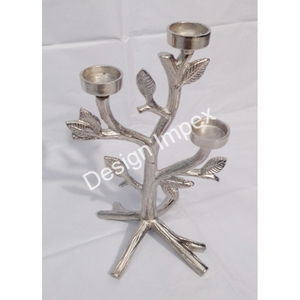 Candelabro decorativo para Festival de vacaciones, planta de aluminio fundido con revestimiento de plata con soporte para velas de flores, los mejores precios - Product Image 1