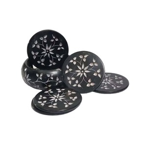 Natural Soapstone Colored Coaster <b>Sets</b> Red Color Soapstone Carving Work <b>Tea</b> Coaster <b>Set</b> for Home Decor - Product Image 2