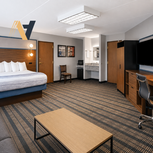 เฟอร์นิเจอร์โรงแรมที่ใช้งานได้จริงสำหรับ AmericInn ออกแบบมาเพื่อความทนทานในชีวิตประจำวันและเพิ่มความพึงพอใจของแขก - OEM/ODM Casegood เวียดนาม - Product Image 3