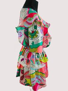 2026 Summer ODM Natural Half-sleeve Floral Print <b>Women</b> Casual Ruffle Short Midi <b>Dress</b> - Product Image 3