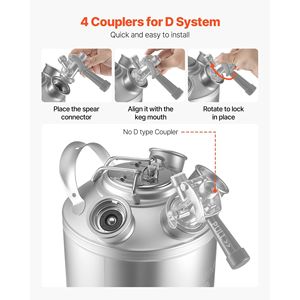 Kit di Pulizia per Fusti da 5 Galloni/19L con 4 Connessioni D-Coupler e Base in Gomma, Detergente per Linee di Birra - Product Image 4