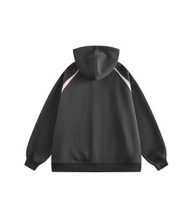 Sweat à capuche en coton tricoté personnalisé pour femmes, respirant, décontracté, à manches longues, avec fermeture éclair et épaules tombantes - Product Image 3