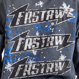 เสื้อฮู้ดดี้โอเวอร์ไซส์ผู้ชาย พิมพ์ลายซับลิเมชั่น สไตล์สตรีทแวร์ สีเทา-น้ำเงิน ลายสายฟ้า ผ้าถักโพลีเอสเตอร์ระบายอากาศ ใส่ได้ในฤดูใบไม้ร่วง - Product Image 6