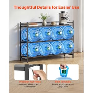 Heavy Duty 3 Tier 4 Row <b>Water</b> Jug <b>Holder</b> for 8 <b>Bottles</b> Metal & PC 5 Gallon <b>Bottle</b> Rack Organizer - Product Image 6