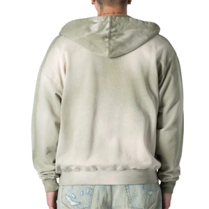 Fabrication de vêtements pour hommes Design respirant Acid Wash Hommes Personnalisation Zipper Hoodies 100% Cotton Fleece Blank Plain Casual Wear - Product Image 4