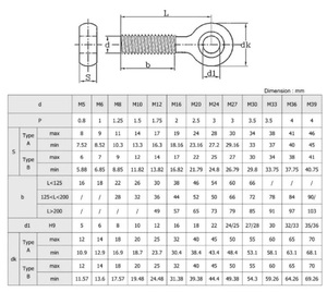 Pernos de Ojo de Precisión de Acero Inoxidable A2 (SS304) / Pernos Oscilantes de Acero Inoxidable <span class=keywords><strong>A4</strong></span> (AISI316) DIN 444 Forma B M6 M8 M10 M12 M16 M20 - Product Image 2