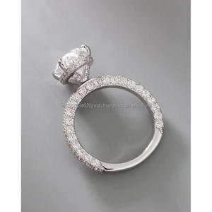 Anillo de Diamantes de Corte Ovalado con Piedras Laterales en Oro Blanco, Elegante Anillo de Compromiso y Boda para Mujer, Joyería Fina de Lujo, Regalo para Ella - Product Image 2