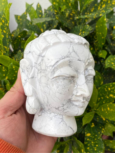 Cabeza de Buda Tallada a Mano en Howlite Natural, Escultura de Cristal para Decoración del Hogar, Estatua de Meditación, Proveedor Mayorista OEM ODM - Product Image 2
