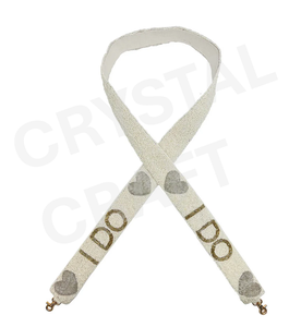 CRYSTAL CRAFT Vintage Eco-Friendly Beaded Hook <b>Strap</b> with White Gold Purple Text Design Handbag Accessory - Product Image 6