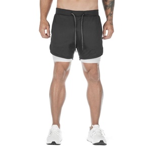 Men's White Solid Drawstring Shorts With Black Inner <b>Layer</b> Quick Dry Knitted Casual <b>Mid</b> Waist Short Shorts - Product Image 4