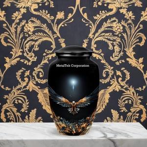 Urnes funéraires en métal style Aigle Volant Étoile Argentée pour cendres, pour hommes et femmes adultes, décoratives, fournitures funéraires, pots commémoratifs pour cendres - Product Image 5