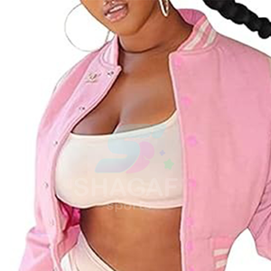 Custom women cropped Varisty <b>Jacket</b> Embroidered Logo High Quality Wool Baseball <b>Jacket</b> - Product Image 6